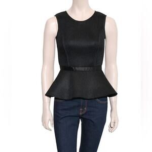 MAJE FEBRIL MESH‎ BLACK PEPLUM TOP SIZE 2